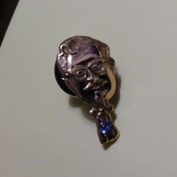 KFC Colonel Sanders Pin 1/10 10K GF GOLD Blue Stone Award Employee Tie Tack saph