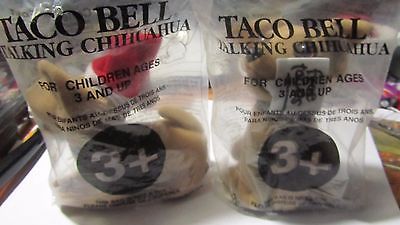 Vintage 1998 Taco Bell Chihuahuas (2)  Plush Toys -New in Bags!