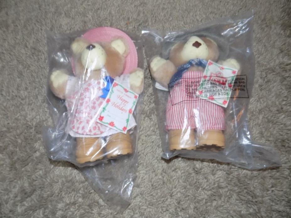 1986 Wendy's Happy Holiday Furskins Teddy Bear Lot of 2