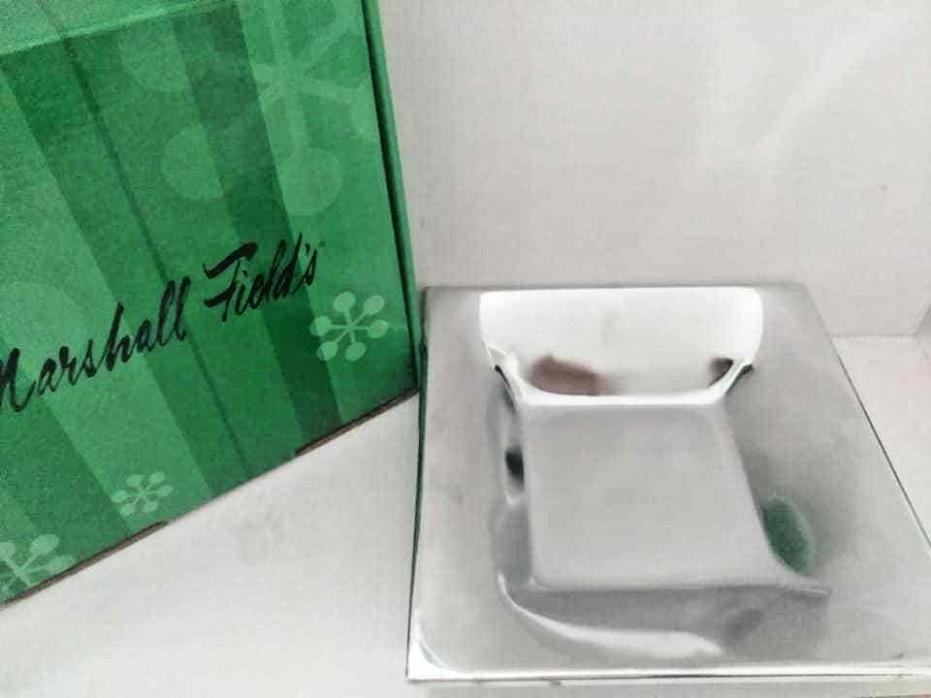 Marshall Fields 3 Silver Metal Square Dish Decor Plate Vintage NEW