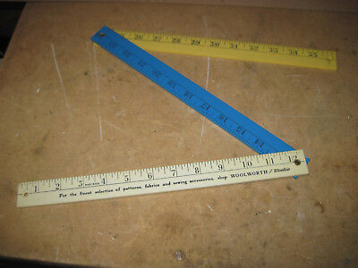 Vintage Woolworth Woolco Folding Yardstick Ruler Sewing Seamstress Tri-Fold