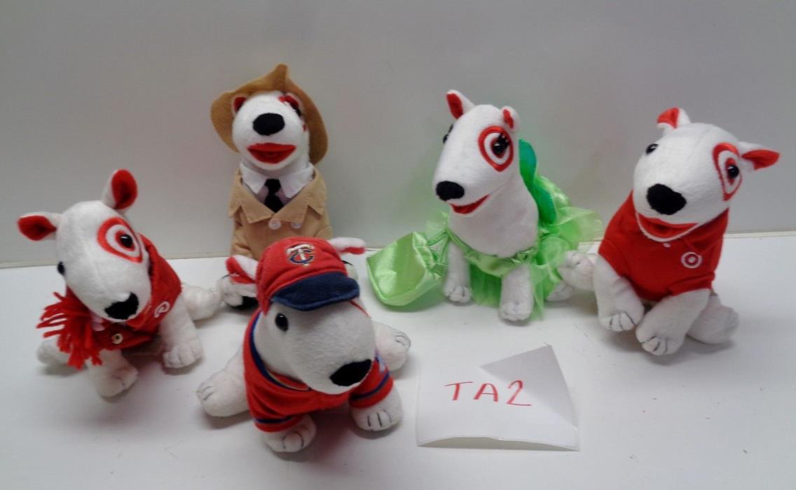 5 TARGET BULLSEYE Dog Plush Toys Collectibles Clean TA2 MN Twins and Fairy