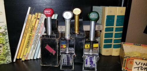 4 Vintage Supermarket Self Inking Price Markers 2 Holsters