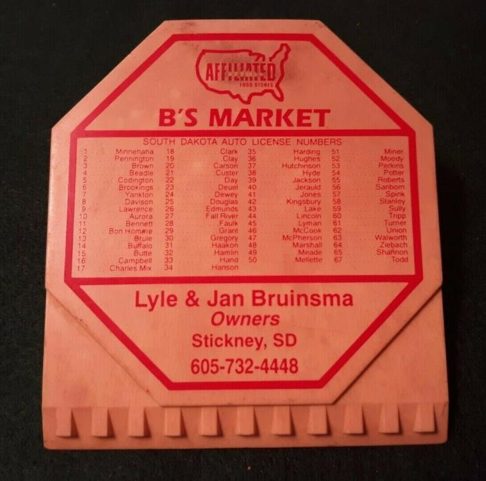 Vintage AFFILIATED FOOD STORES B'S MARKET Advertising Ice Scrapper w Visor Clip