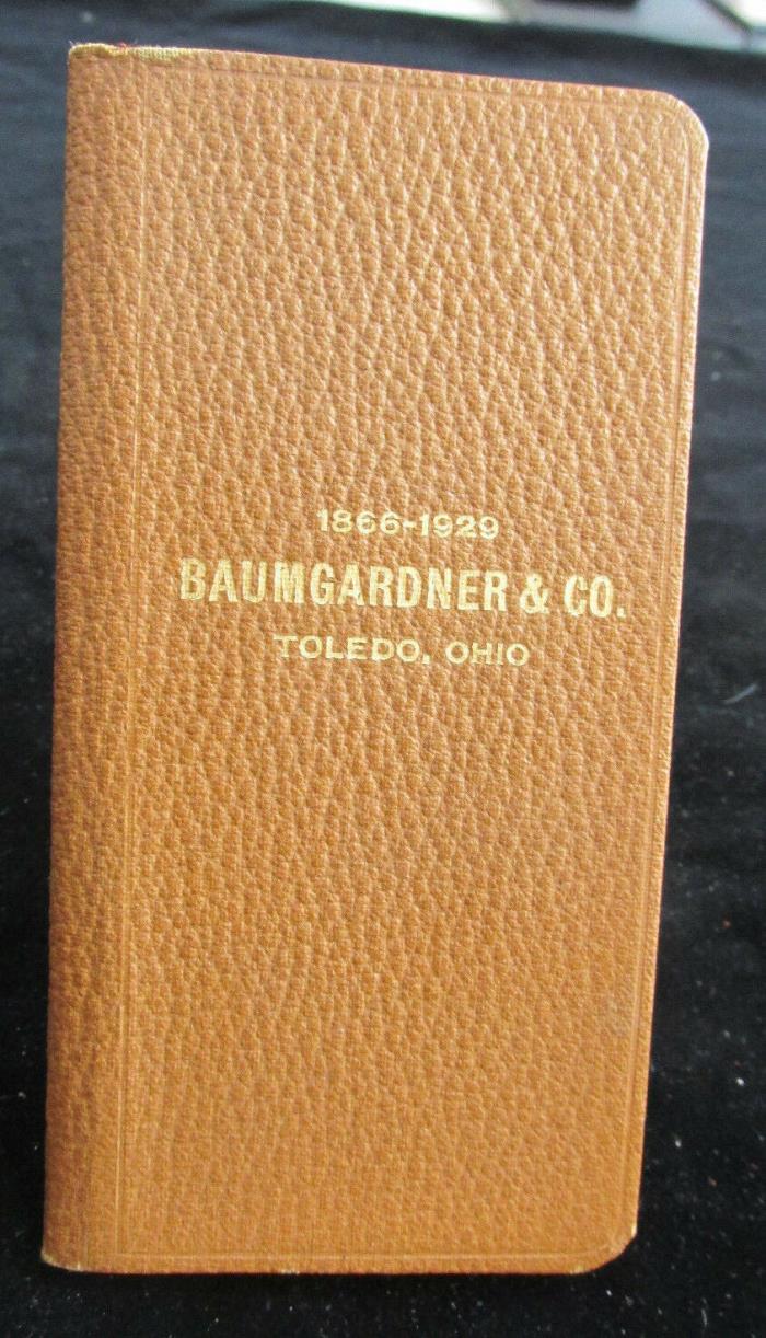 1929 BAUMGARDNER & CO Dry Goods Toledo Ohio Advertising Pocket Memo Calendar Bk