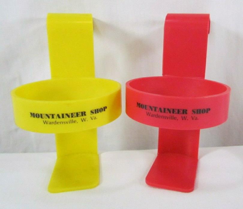 2 Vintage Plastic Car Door Cup Holder Advertising Mountaineer Shop Wardensville