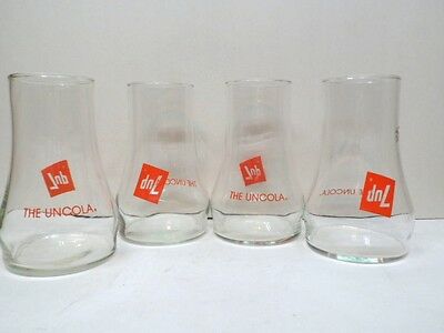 Set of Four Vintage 7up Advertising The Uncola Upside Down Drinking Glass 1970s