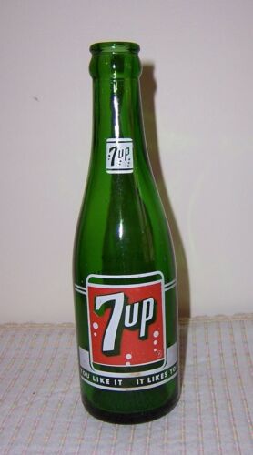 Vintage Green Glass 7 UP Bottle - 7 oz  Bubbles - A. NOE & SON SHARPSBURG, PA