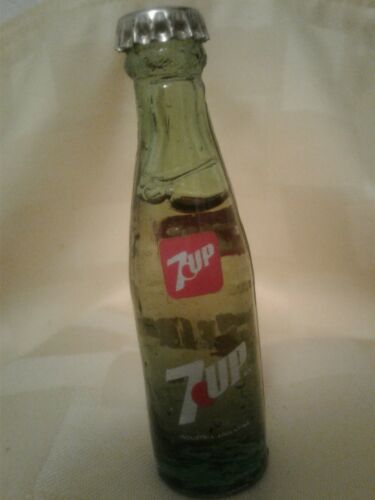 Vintage MINI 7up Glass Bottle Full 3