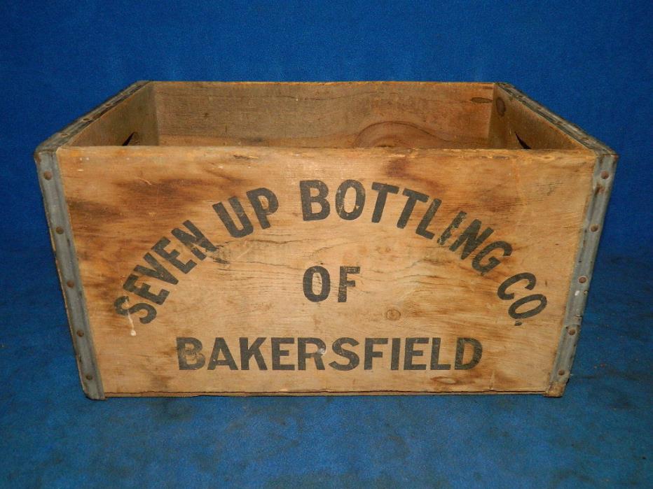 Vintage 7 UP Wooden Crate Box 1958 Bakersfield, CA 7up