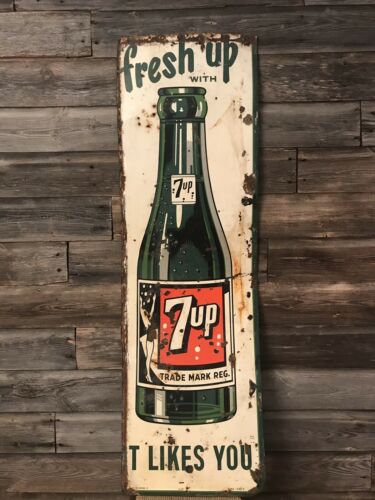 Vintage 7Up Bottle Sign Advertising 7Up Sign
