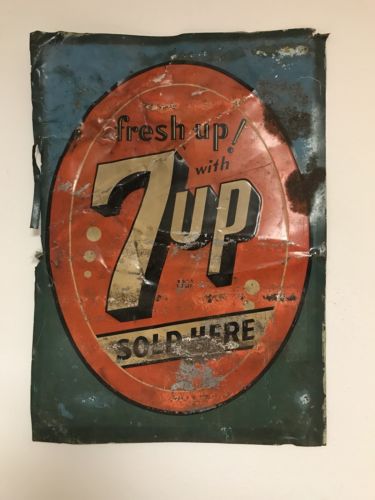 Vintage 1940’s 7up Seven Up Advertising Sign Soda Advertising Sidewalk Sign 28”
