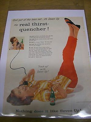 Original 1957 7Up Magazine  Ad - Cool Pet of the Teen Set