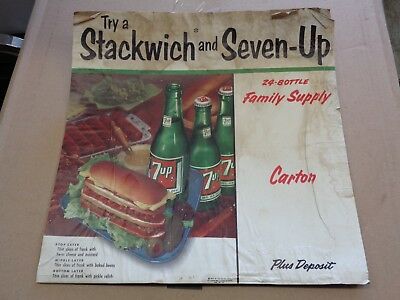 1953 7 Up Store Deli Ad Board Sign Stackwich Seven Soda Fountain gas station StL