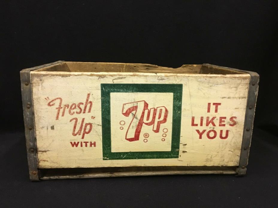 Vintage 7UP Fresh Up Imbesi Soda Soft Drink Wood Wooden Box Crate Advertising
