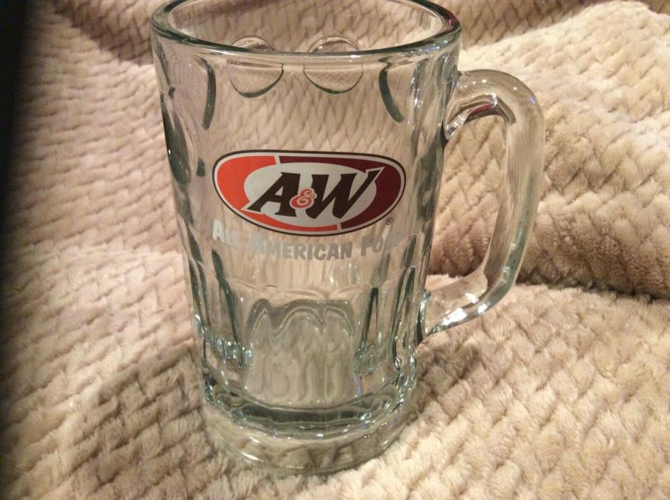 A&W Root Beer All American Food Mug Heavy Clear Glass 6” Tall