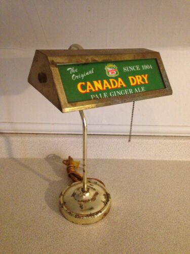 Vintage 1950's Or 60's Canada Dry Pale Ginger Ale Bankers Style Desk Lamp, RARE
