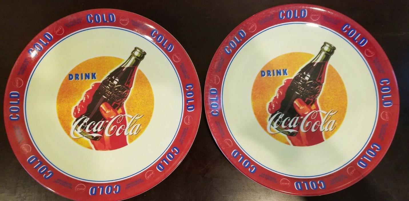 Vintage ~Coca-Cola Collectible ~Plastic Coke Plate ~Drink Cold Coke set of 2