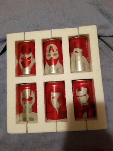 Coca Cola Marvel Avengers Cans 6 Pack Set Limited Edition Empty Cans.