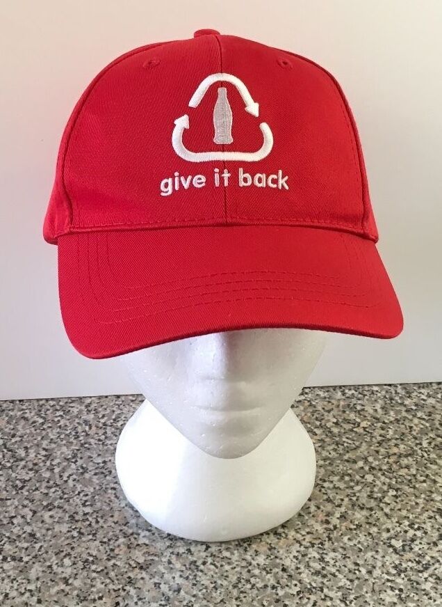 Coca-Cola Coke Soda Logo Red White Give It Back Recycling Hat Cap New NWT