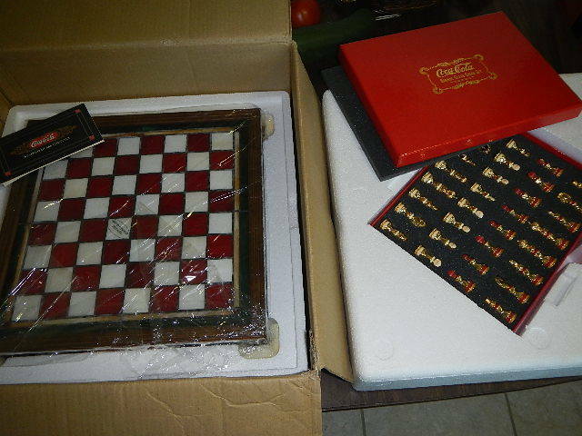 Franklin Mint Coca Cola Stained Glass Chess Set New In Box