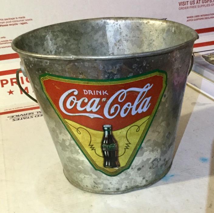 Retro Coca Cola Galvanzed Peanut Bucket