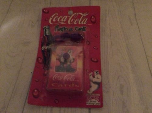 Vintage Coca-Cola Playing Cards Key Chain-Red Orange Yellow-Purple Clip 1999 New
