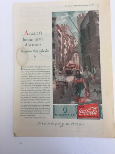 Vintage Coca Cola Ad February 1930 The Literary Digest Genoa. A
