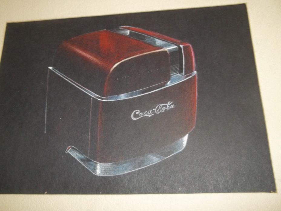 Original Vintage Colored Pencil Drawing of A Coca Cola Cooler  by R.E.Deiter