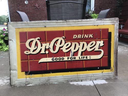 Vintage 1940’s “Drink” Dr. Pepper “Good For Life” Soda Advertising Sign 53”