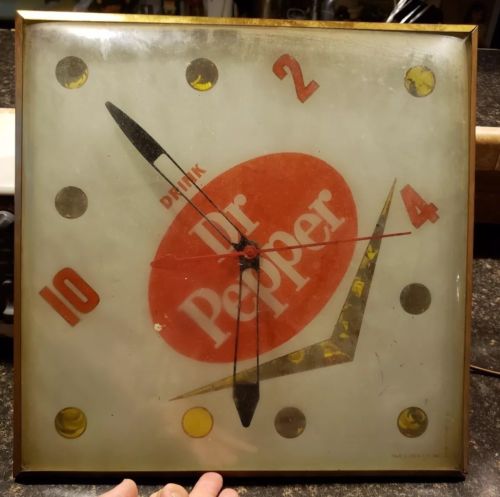 Vintage Dr Pepper Pam Clock 10-2-4 Diamond Shape 1960's? Advertising Light Clock