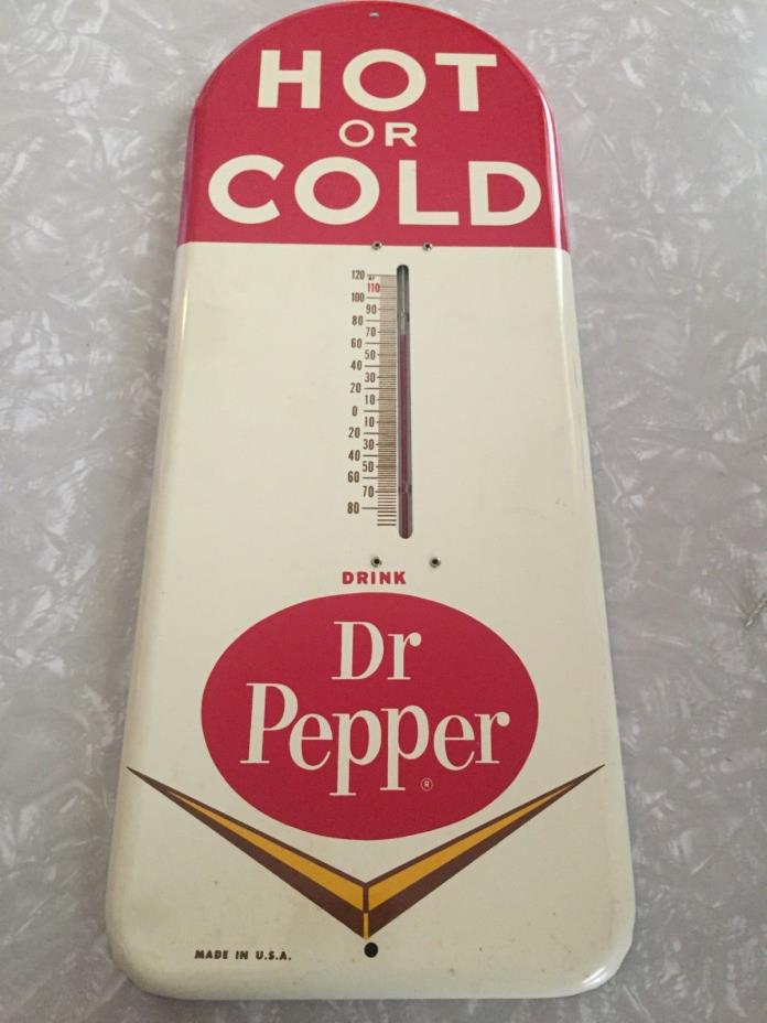 AWESOME Vintage METAL 1950'S Dr Pepper Thermometer Attic Find Never Used Orginal