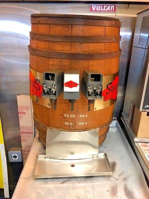 Vintage Stewart's Root Beer 3 Tap Oak Barrel Soda Fountain Dispenser