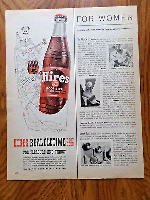 1953 Hires Root Beer Ad   Oldtime Guitar Player Couple in Canoe
