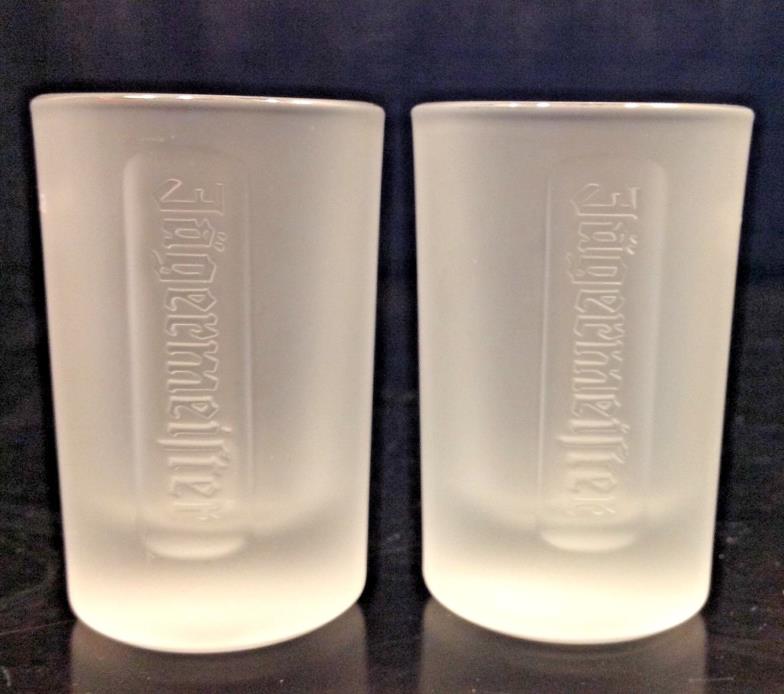 Jagermeister shot glass Lot of 2 Frosted 1 fl oz not sold to public Promotional