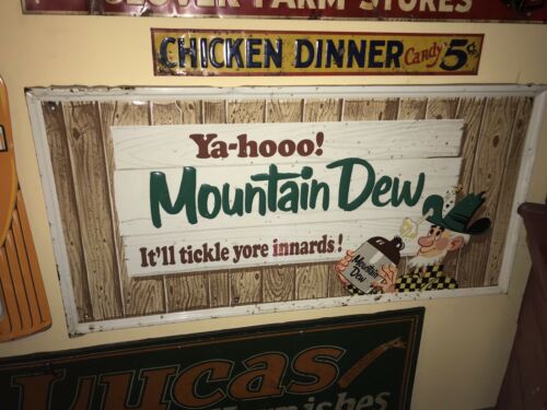 Original 1965 Metal Mountain Dew Advertising Sign