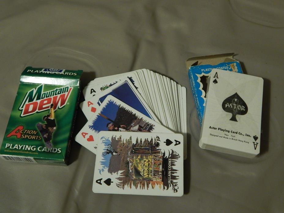 Mountain Dew: Action Sports + Astor Playing Cards(British Hong Kong) LOT of 2