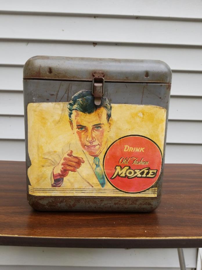 Moxie Soda Man Vintage Advertising Unique Metal Box Cooler