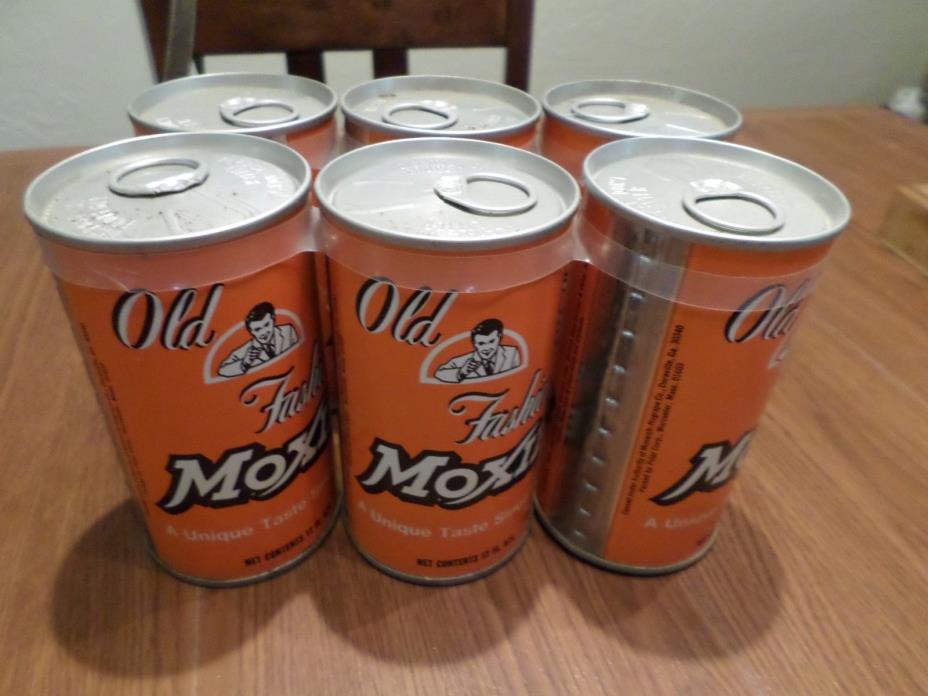Vintage All Original Old Fashion Moxie Six Pack Straight Steel Soda Pop Cans