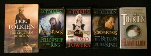 J R R TOLKIEN lot of 5: Lord of the Rings + Children of the Hurin + Silmarillion