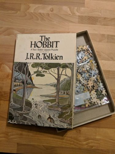 COMPLETE The Hobbit JRR Tolkien VINTAGE 2 two sided jigsaw puzzle map RARE LOTR