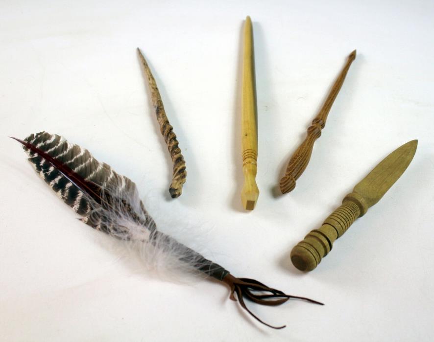 Wiccan Witch Ritual Pagan Wood Magic Wands Athame Wood Knife Smudging Feather
