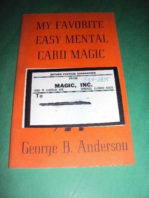 vintage card tricks my favorite easy mental card magic george b. anderson 1980
