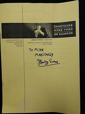 Henry Evans Lecture Notes Autographed FISM World Champion 2000