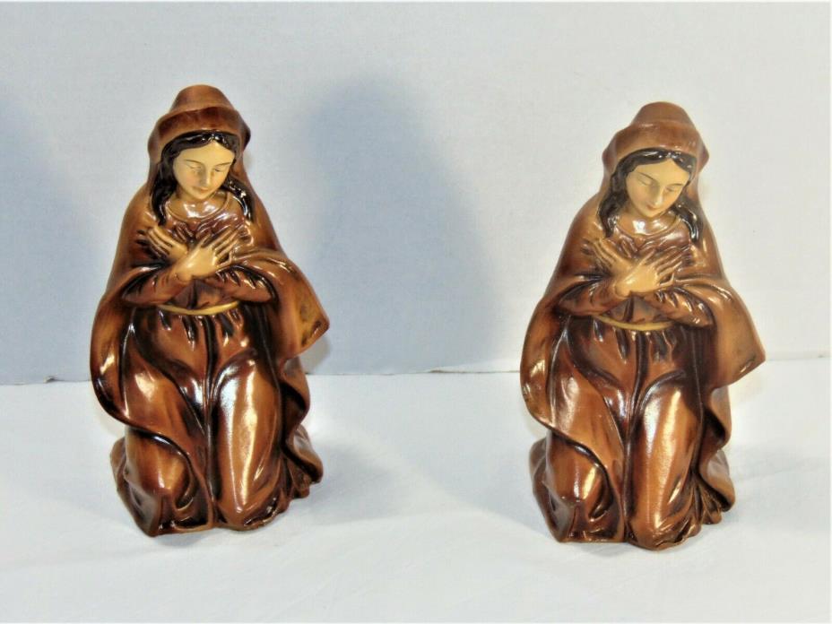 Pair of Fine A Quality Madonna Virgin Mary figurine Vintage 6.5