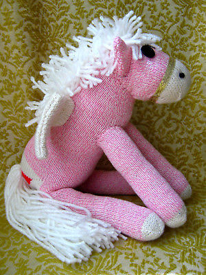 Sock Monkey Pony Pink Pegasus Handmade