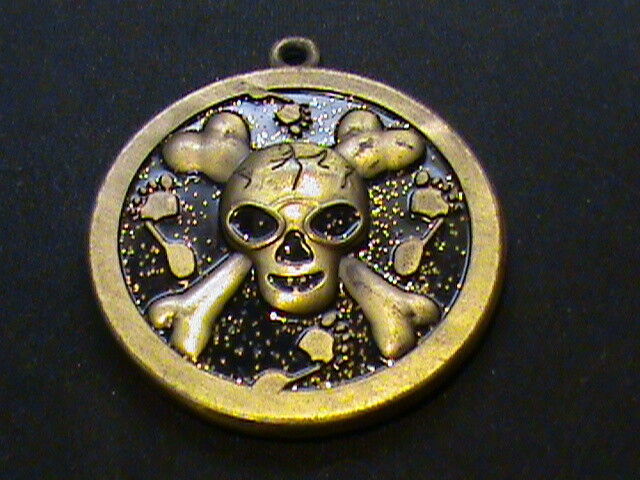 Fantasy~Pirate~Skull & Cross Bones~Medallion/Necklace/coin/key chain/token~Heavy