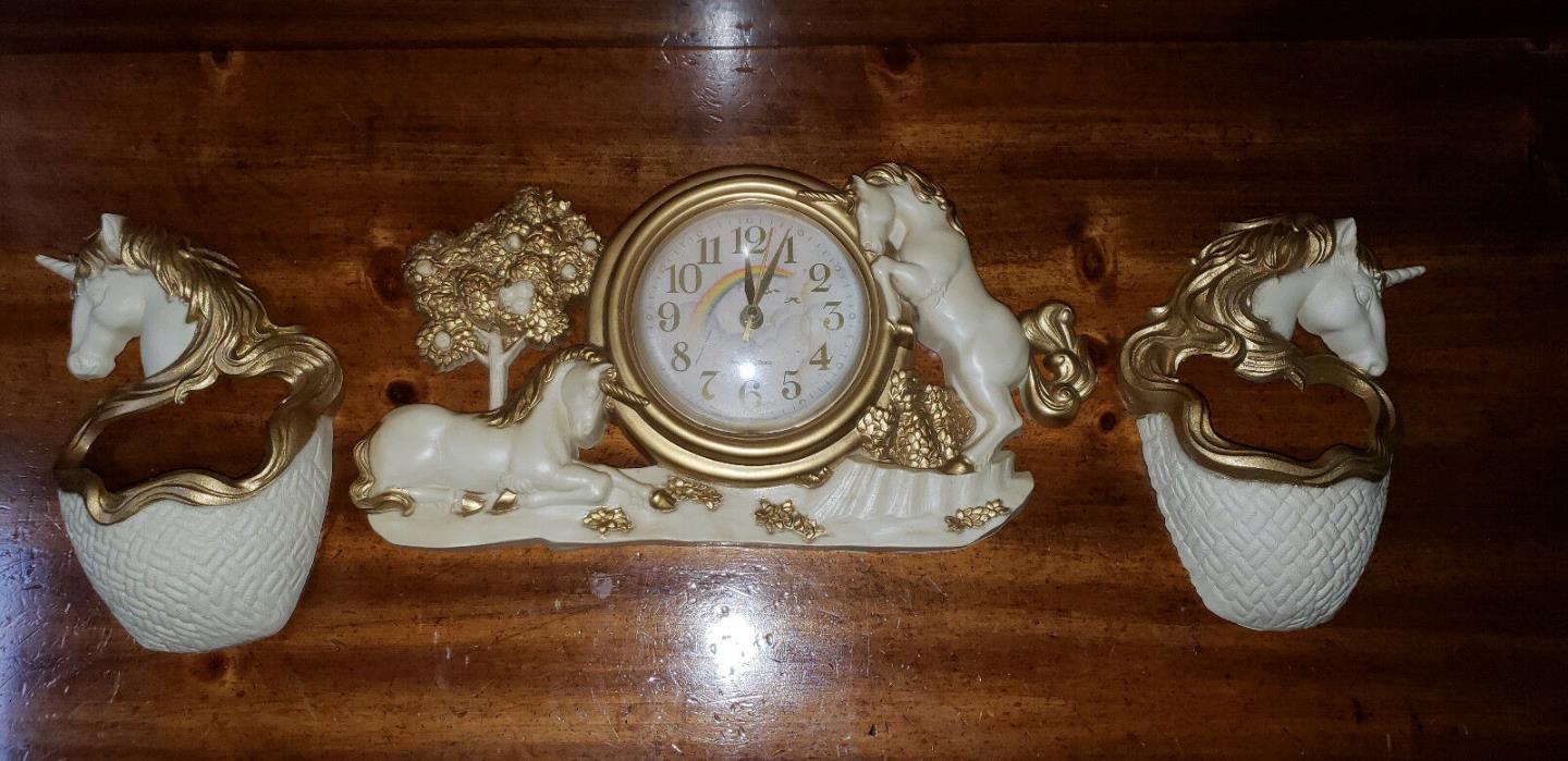 Vintage Unicorn decorative wall mount Clock & Planter display