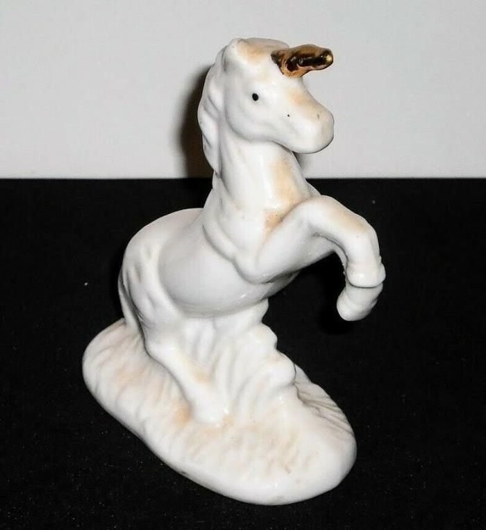 Unicorn Figurine White w/ Gold Horn - Made in Taiwan 5