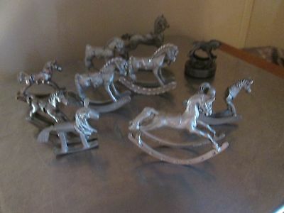 Set of 10 Pewter Rocking Horses, 5 Spoontique & 5 No Brand